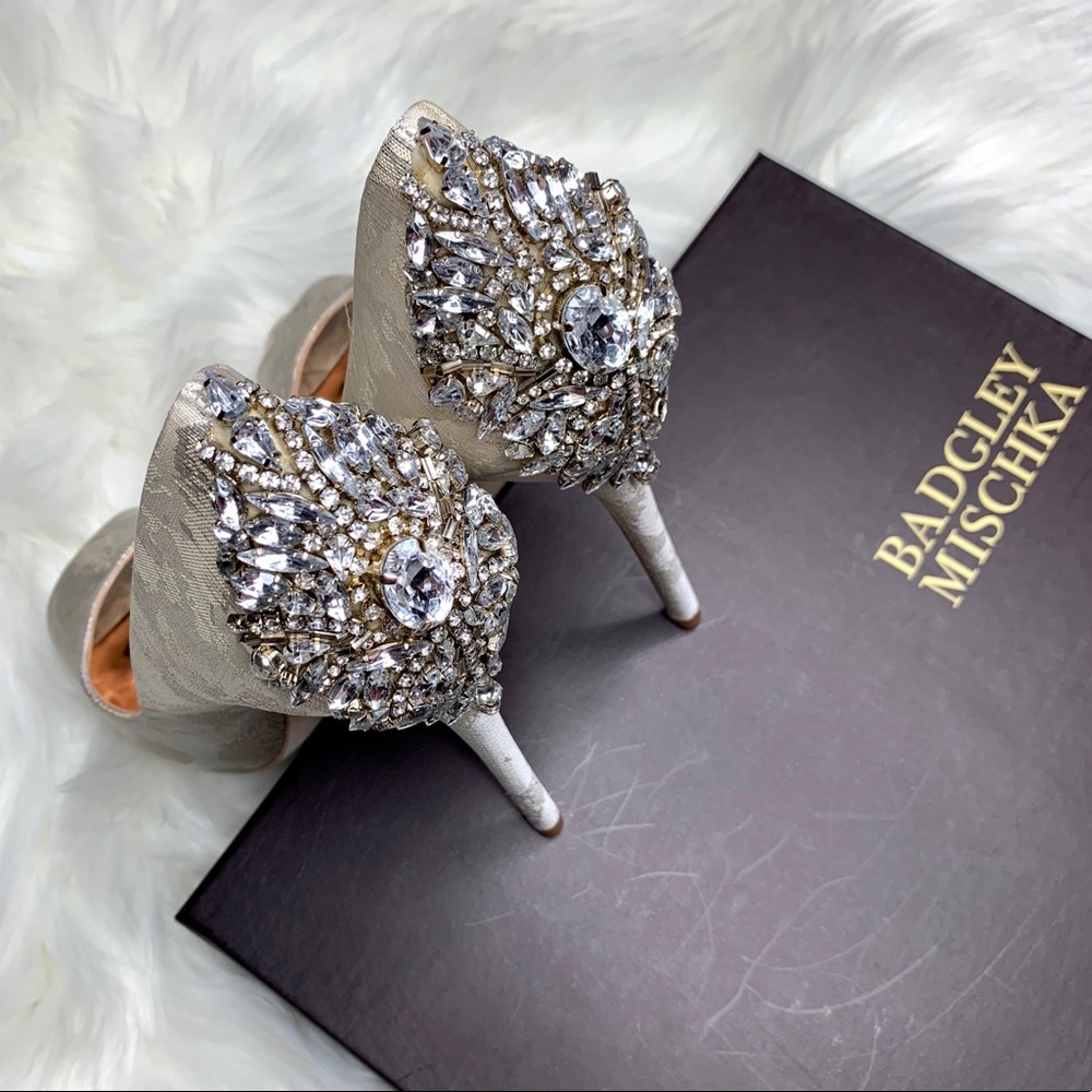Badgley Mischka Kiara Crystal Back Peep Toe Pump - Picture 5 of 8